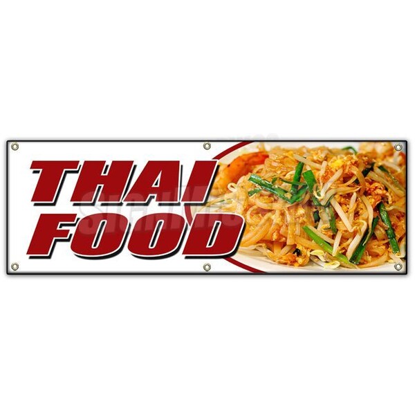 THAI FOOD BANNER SIGN pad thai sushi satay curry spring rolls tofu take